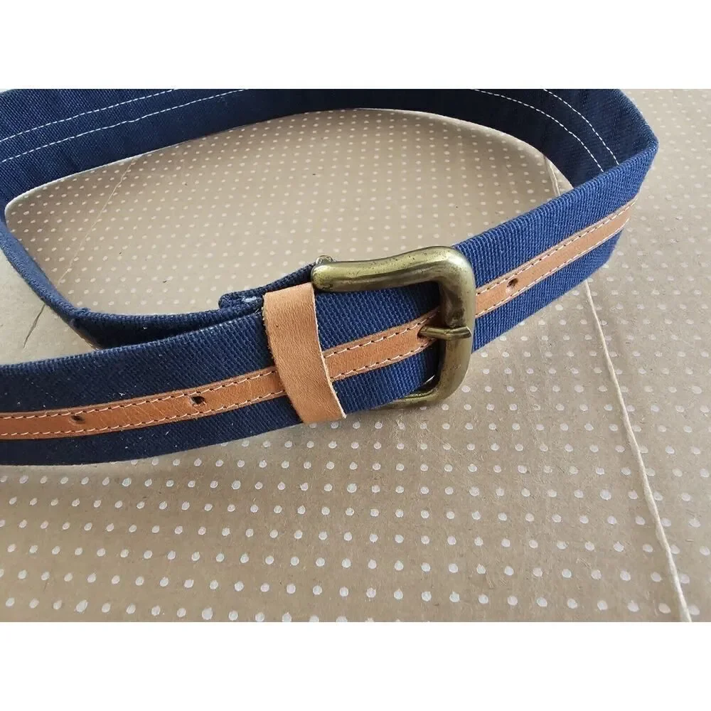 Axcess Belt Nylon Canvas Print Sz Small Made in Italy Blue Beige